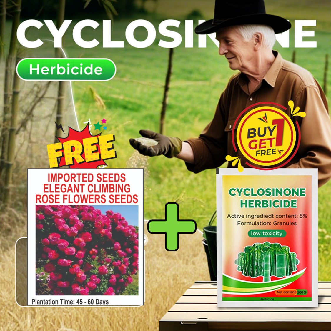 Cyclosinone Herbicide Granules | š„FREE CLIMBING ROSE SEEDSš„
