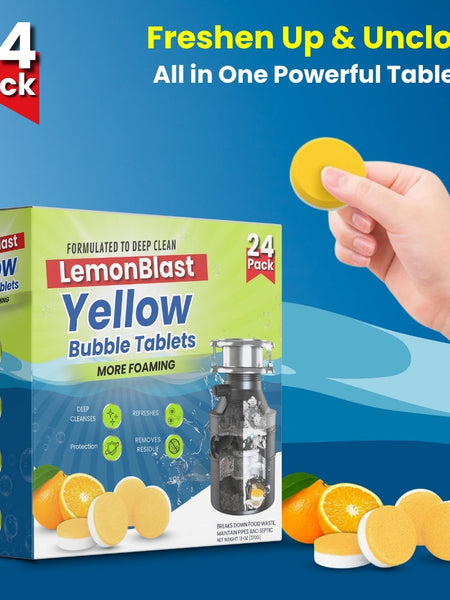 LemonBlast Yellow Bubble Tablets – Odor Eliminator + Blockage Remover