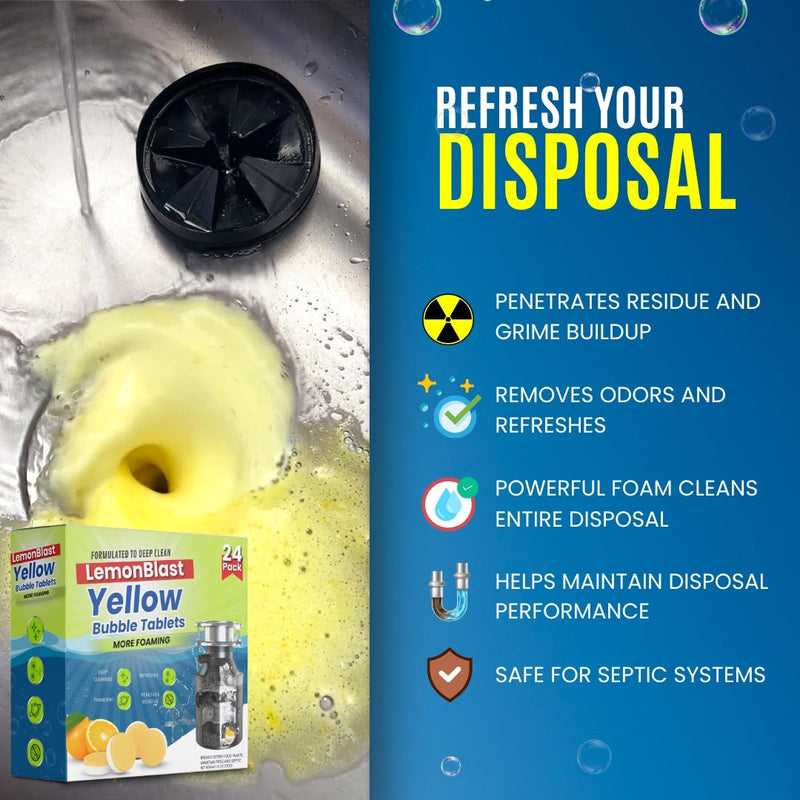 LemonBlast Yellow Bubble Tablets – Odor Eliminator + Blockage Remover