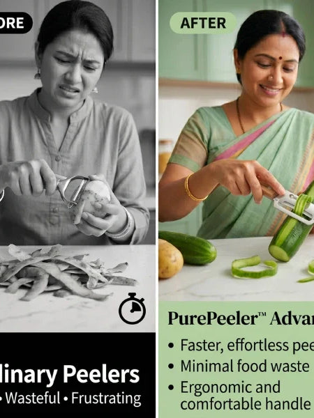 PurePeeler™ – 2in1 Vegetable Peeler + Bottle Opener | Clean Peeling | Stainless Steel Blade | Wooden Handle