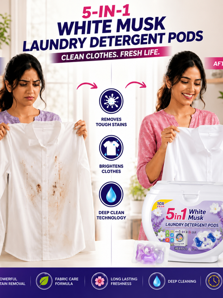5-in-1 White Musk Laundry Detergent Pods (80PCS)