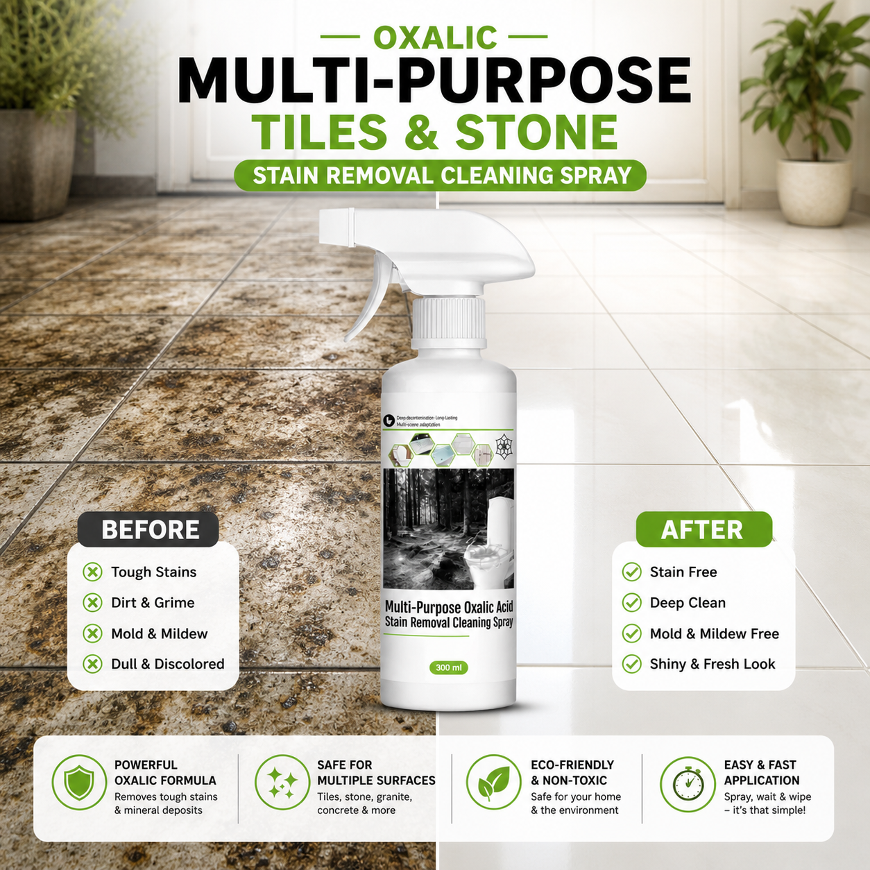 Multi-Purpose Oxalic Tiles & Stone Stain Removal Cleaning Spray
