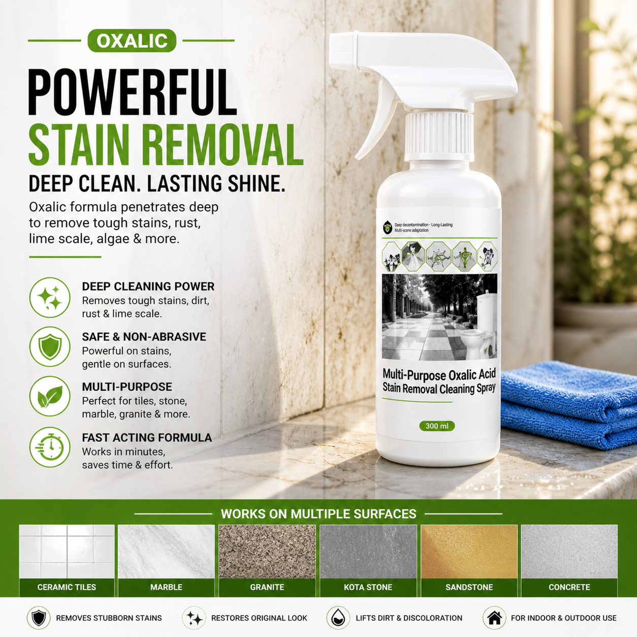 Multi-Purpose Oxalic Tiles & Stone Stain Removal Cleaning Spray