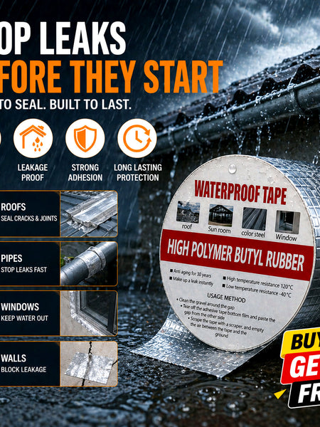 Waterproof Aluminium Butyl Tape – Instant Leak Repair Seal (Buy 1 Get 1 Free)