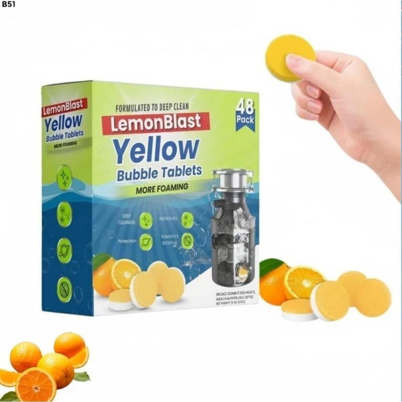 LemonBlast Yellow Bubble Tablets – Odor Eliminator + Blockage Remover ( BUY 1 GET 1 FREE )