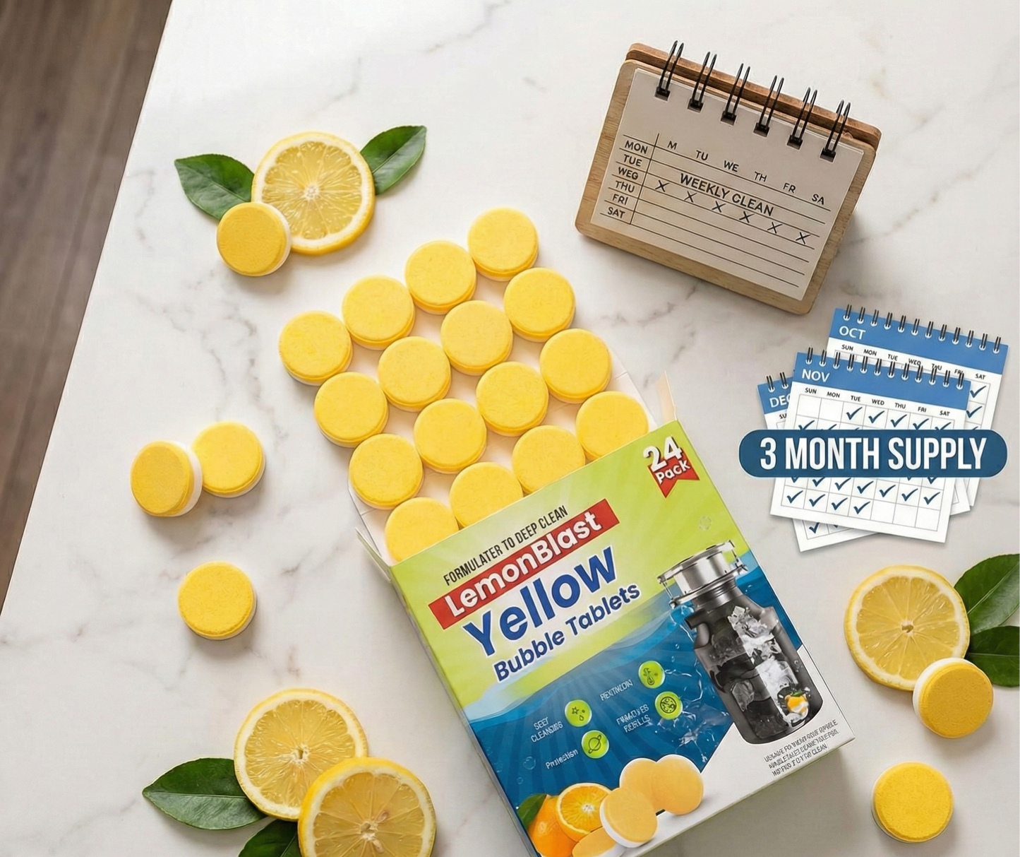 LemonBlast Yellow Bubble Tablets – Odor Eliminator + Blockage Remover ( BUY 1 GET 1 FREE )