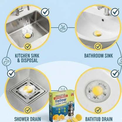 LemonBlast Yellow Bubble Tablets – Odor Eliminator + Blockage Remover ( BUY 1 GET 1 FREE )